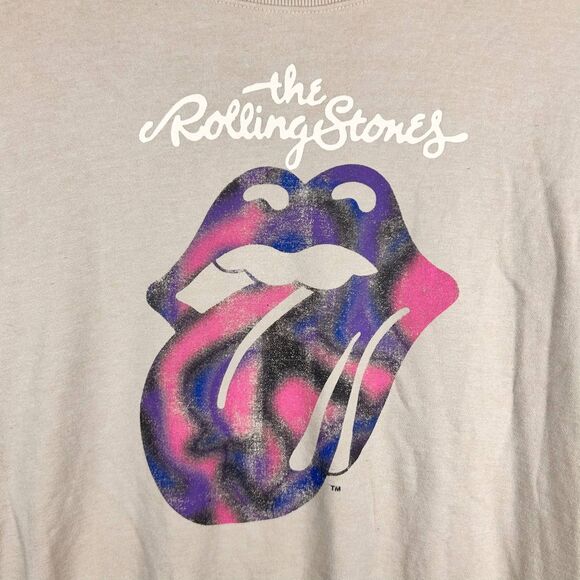 H&M Sweatshirt Kids Boys Size 12/14 Beige Rolling Stones Graphic Crewneck Casual - Picture 2 of 6